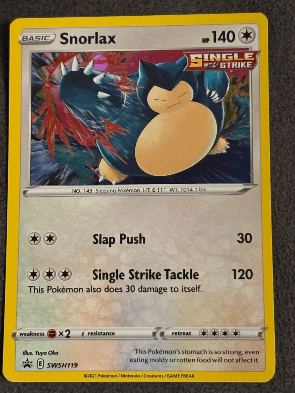 TCG Snorlax Single Strike SWSH119 Holo Promo